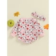 thumbnail image 5 of Nygoyerh Baby Girl Rompers 3M 6M 12M 18M Crew Neck Long Sleeve Playwear Flower Ghost Print Jumpsuits Halloween Bodysuits with Headband Newborn Infant Clothing for Casual, 5 of 8