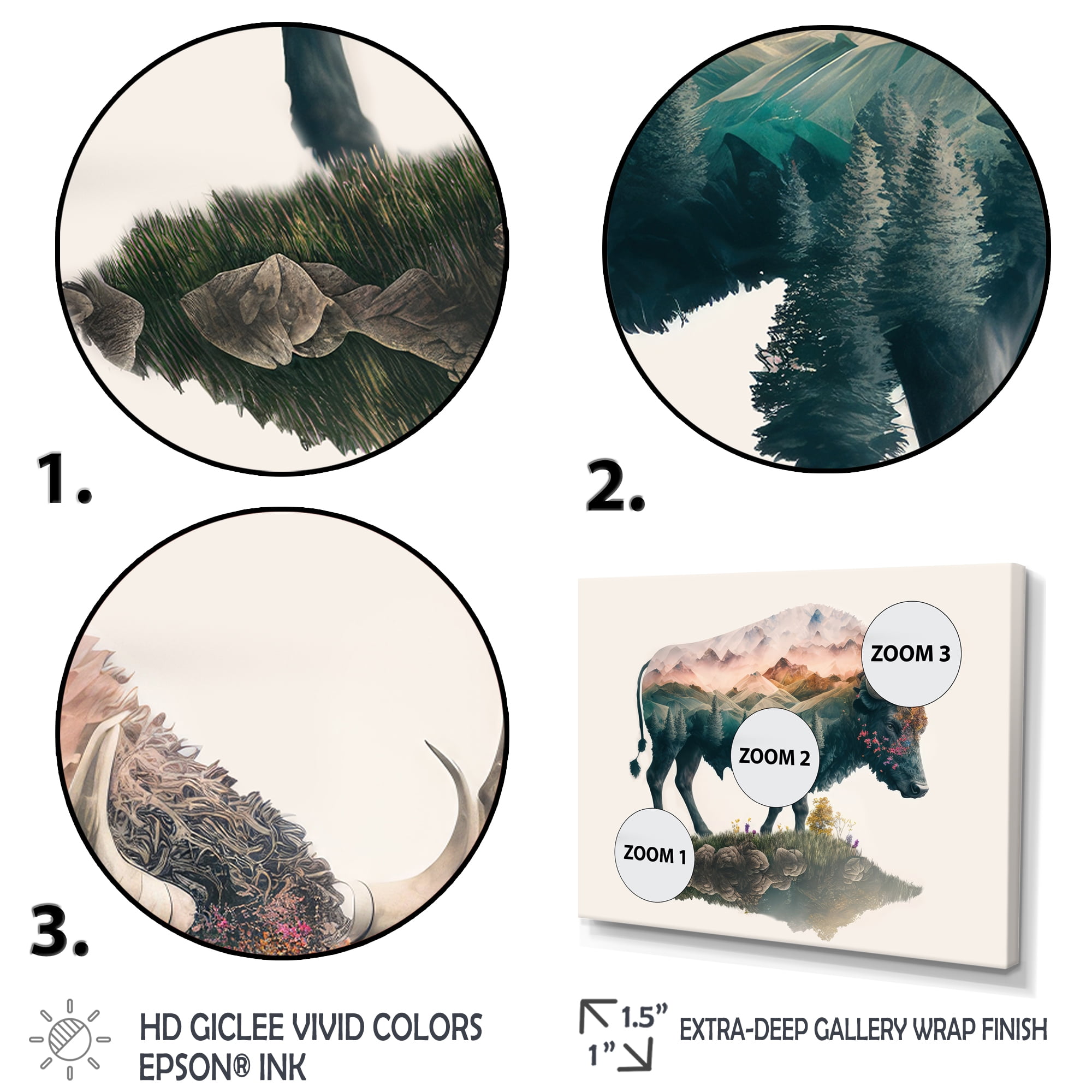 Designart Double Exposure Of A Taurus With Nature Landscape I Canvas Wall Art