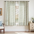 thumbnail image 3 of Curtainking Rustic Look Farmhouse Green on Beige Floral Back Tab Light Filtering Semi Sheer Curtains, 63" x 100" (2 Panels), 3 of 10