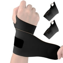 Trianu 2Pcs Elastic Wrist Wrap Support for TFCC Tear, Carpal Tunnel, Tendonitis, Arthritis, Repetitive Wrist Use Injury, Wrist Compression Strap for Fitness Sports Tennis, Black
