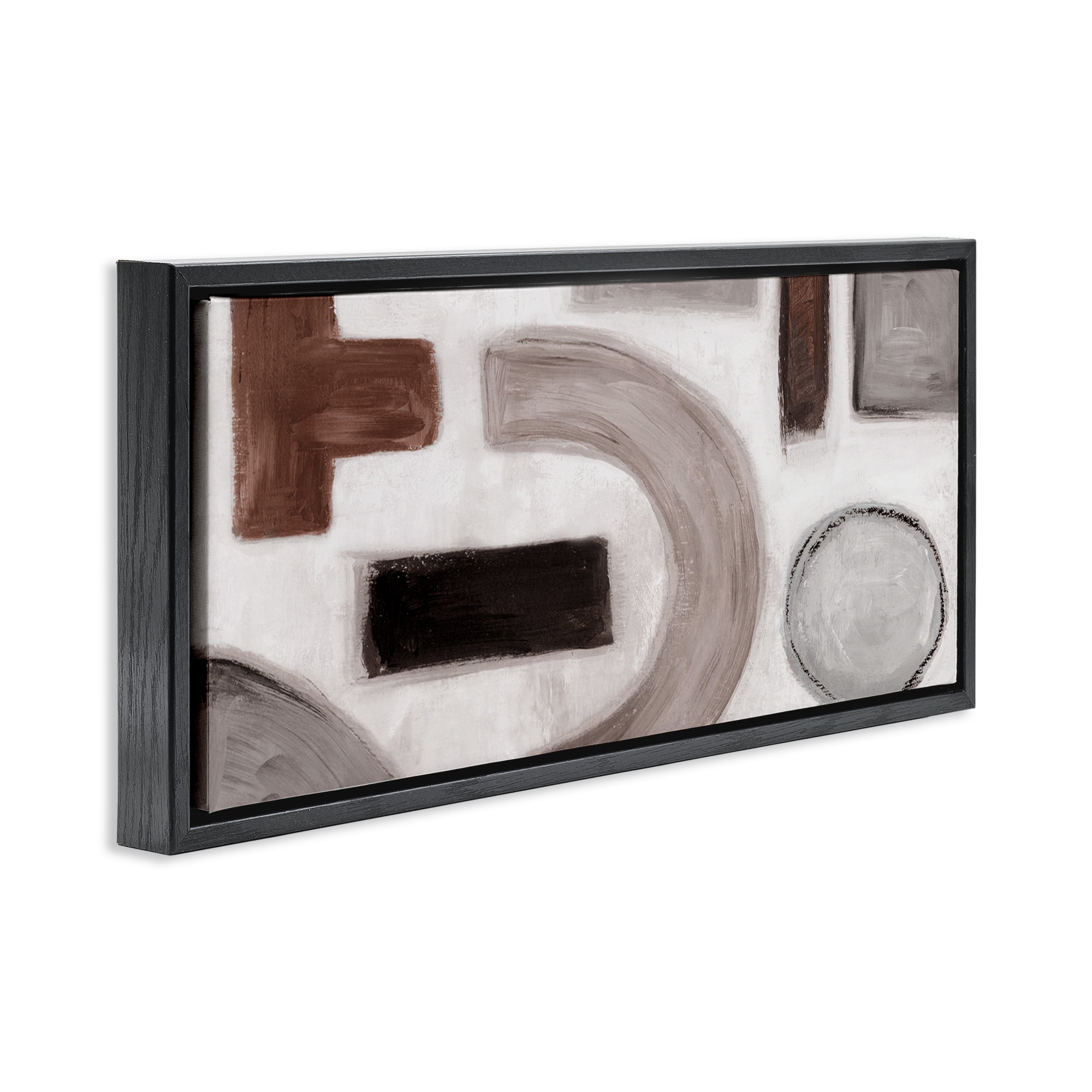Stupell Industries Boho Geometric Shapes Abstract Painting Black Floater Framed Canvas Art Print Wall Art, 25 x 11