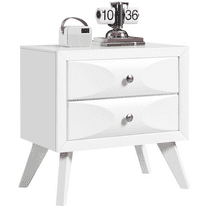 Yaheetech Modern Nightstand with 2 Drawer, White