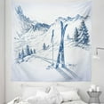 thumbnail image 1 of Winter Tapestry, Sketchy Graphic of a Downhill Ski Elements in Snow Relax Calm View, Fabric Wall Hanging Decor for Bedroom Living Room Dorm, 5 Sizes, Blue White, by Ambesonne, 1 of 1