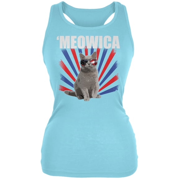 4th Of July Meowica America Patriot Cat Women's Juniors Tank Top