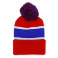 thumbnail image 1 of Beanie a rayas de invierno con POM - Rojo / Azul TOP HEADWEAR Beanie, 1 of 1