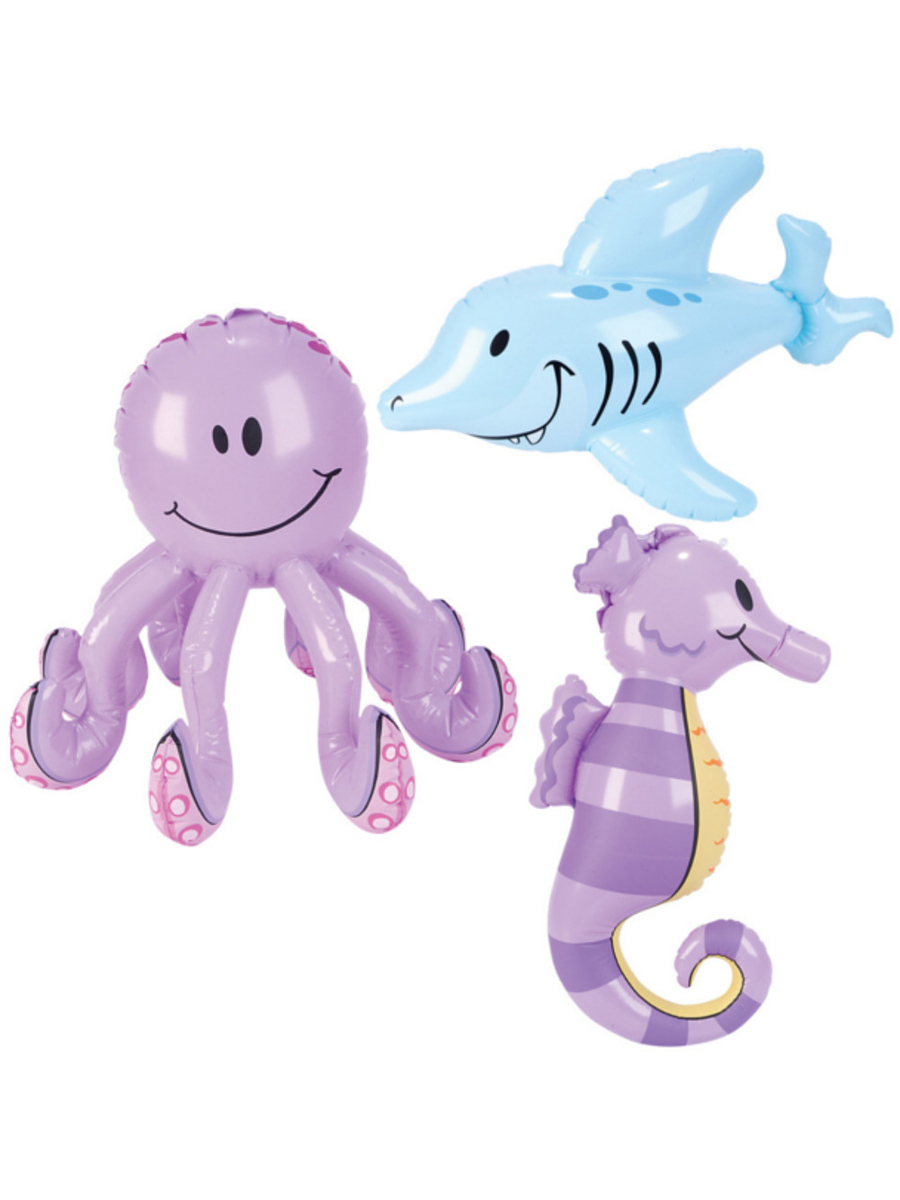 RI Novelty Lot 12 24" Assorted Inflatable Hawaiian Luau Tropical Sea