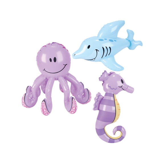 RI Novelty Lot 12 24" Assorted Inflatable Hawaiian Luau Tropical Sea Life Decoration