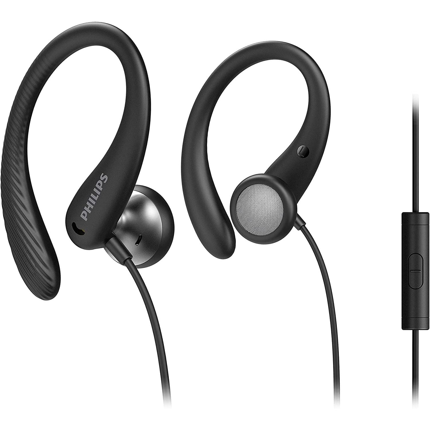 Philips A1105 in-Ear Wired Sports Headphones with Ear Hooks, Sweat-Resistant, TAA1105BK