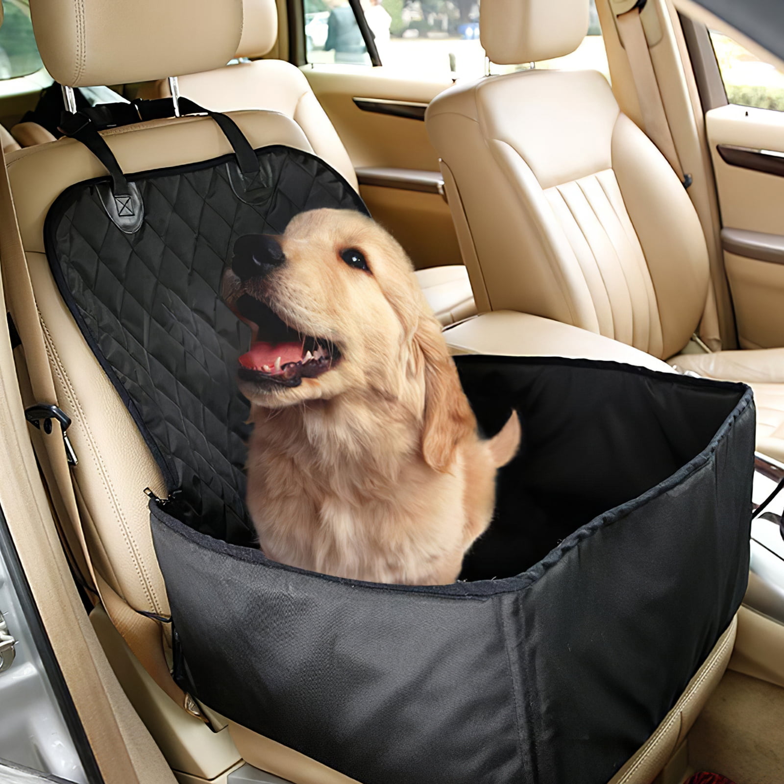 Arm Rest Dog Cat Pet Car Booster Seat on Car Armrest Breathable Travel Carrier Carry Cage Dog Car Seat Safety Chair Basket Beige, 42cm*20cm*22cm 