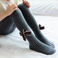 thumbnail image 4 of Toddler Girls Solid Color Bowknot Dance Pantyhose Princess Socks Boneless Stockings, 4 of 5