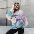 thumbnail image 4 of COEQINE Women's Hoodies Casual Wear Oversized Pullover Sweatshirts Long Sleeves Loose Lightweight Soft Rainbow Dolphin Workout Cozy Y2K Fashion Print Fall Winter Outfits Clothes, S, 4 of 7
