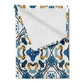 thumbnail image 2 of European Soft Flannel Fleece Blanket, Portuguese Ceramic Classic Tilework Building Artisan European Inspired Image Print, Cozy Plush for Indoor and Outdoor Use, 50" x 60", Royal Blue, by Ambesonne, 2 of 5