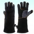 thumbnail image 3 of EeaseMX Un par de guantes protectores de 14 pulgadas de doble capa de cuero de vaca con aislamiento térmico y antiescaldaduras para soldar, barbacoas, hornos y leña., 3 of 7