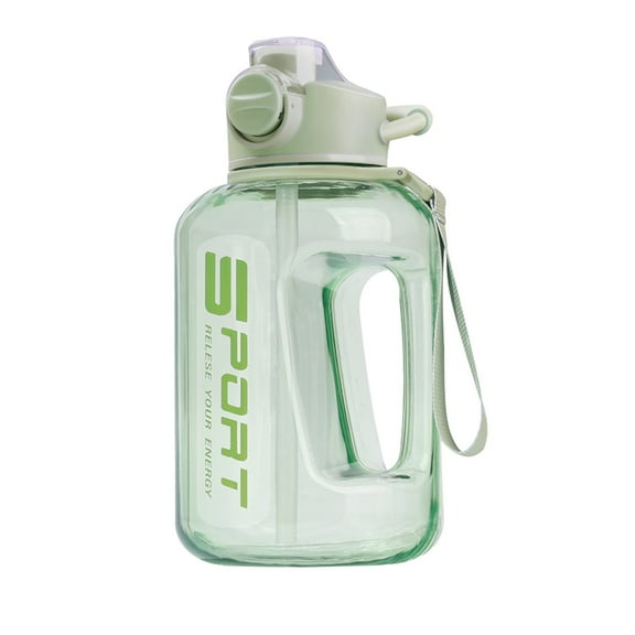 Hyknon Half Gallon Large Water Bottle Leakproof Portable Black Water Jug with Handle Time Marker Plastic Reusable Flask for Gym Fitness Outdoor