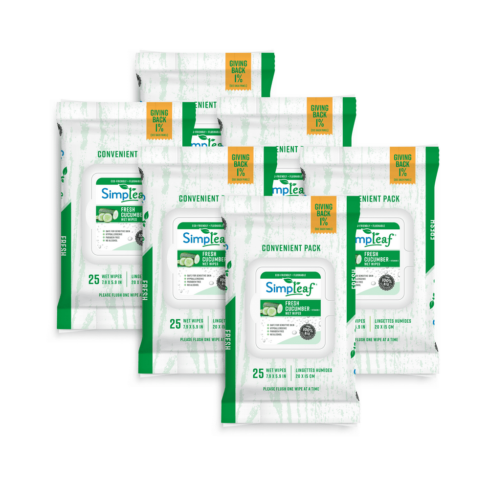 Simpleaf Flushable Wet Wipes Eco Friendly, Paraben & Alcohol Free