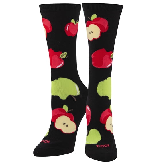 Cool Socks Apples Fun Fruit Print Novelty Crew Socks for Women