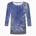 thumbnail image 2 of Towmus Womens 3/4 Length Sleeve Cotton Clothes Floral Print Dressy Blouses Crew Neck Casual Tunic Tops Summer Shirts Loose Fit Pullover, 2 of 4