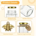 thumbnail image 2 of 24 Sets Glass Honey Jar, Hexagonal Jars with Golden Lids Wooden Dippers Bee Pendants Thank You Tags Jute Twine, 3.4 oz Small Honey Bottles Shower Wedding Party Favors, 2 of 6