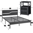 thumbnail image 2 of VECELO 3-Piece Bedroom Set, Twin Size Platform Bed Frame + Nightstand with 2-Drawer in Black, 2 of 8