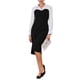 thumbnail image 2 of Vestido de lápiz elegante de manga larga con cuello de solapa para mujer Hobemty, color contrastante, negro, 2 of 5