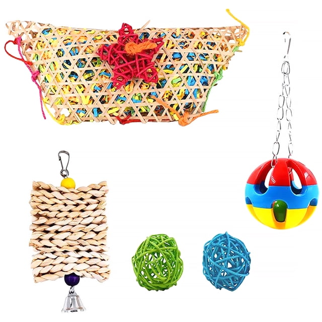 5Pcs Set Bird Chewing Toy with Bell for Poultry Lasting Use and Health Improvement 9.43X4.72X3.93in