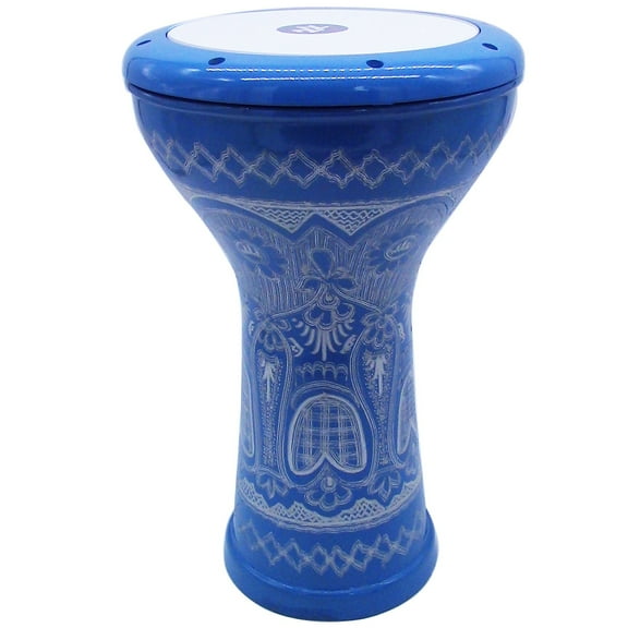 17'' Light Blue Wave Zaza Percussion Engraved Egypt Style Darbuka Doumbek