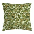 thumbnail image 1 of Camo Throw Pillow Cushion Cover, Sketchy Skulls and Crossbones Warning Sign Spooky Scary Horror Tile, Decorative Square Accent Pillow Case, 16 X 16 Inches, Light Brown Green Light Green, by Ambesonne, 1 of 2