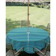 thumbnail image 2 of Outdoor Tablecloth with Umbrella Hole Zipper Teal Blue Striped Round Tablecloth 60" Waterproof Outside Table Cloth Thin Line Geometric Patio Table Cover Tablecloths for Picnic Party, 2 of 8