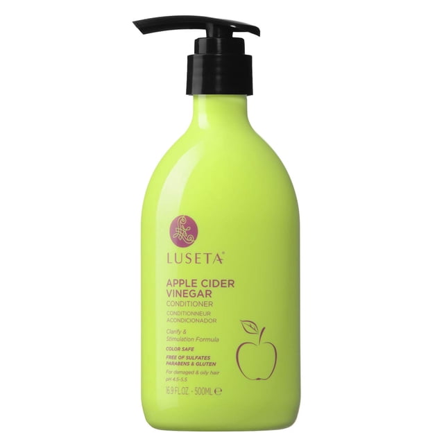 Acondicionador de vinagre de sidra de manzana Luseta para cabello dañado y graso, infundido con Pyrus Malus para aclarar y estimular, sin sulfato, sin parabenos, 16.9 oz