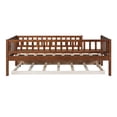 thumbnail image 6 of Harper & Bright Designs Twin Size Low Daybed with Trundle, Wood Twin Platform Bed Frame with Rails for Boys and Girls Bedroom, Walnut, 6 of 15
