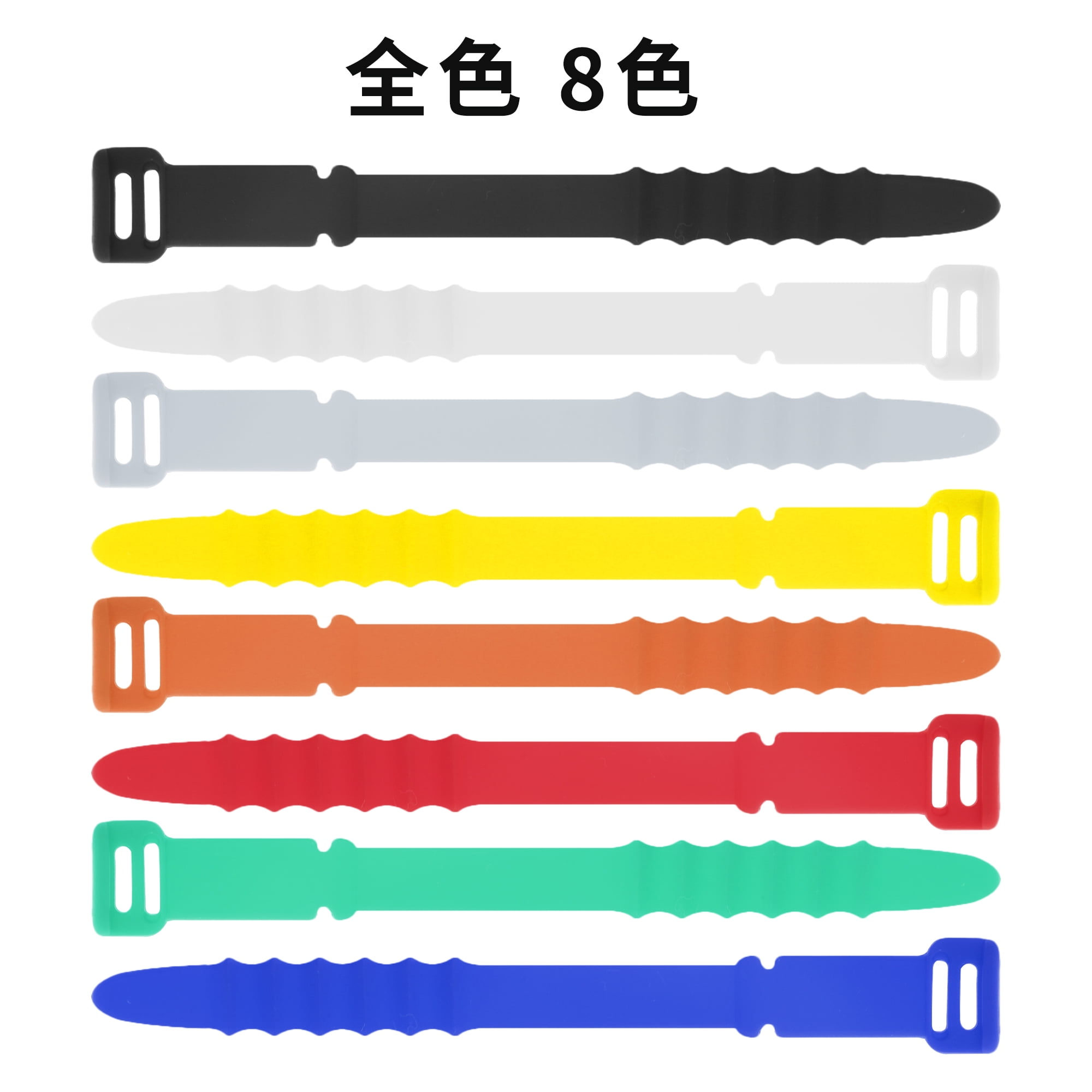 Unique Bargains 10pcs Multipurpose Cord Organizer Silicone Cable Ties Multicolor Black