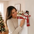 thumbnail image 6 of Christmas Snowman Door Frame Corner Decor, Winter Holiday Door Topper with Red Scarf & Holly Design, Cute Xmas Ornament for Entryway & Holiday Home Party (Snowman), 6 of 6