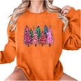 thumbnail image 5 of Merry Christmas Tree Sweatshirts for Women Graphic Crewneck Oversized Sweater Cotton Tops Printed Long Sleeve (Small, Orange), 5 of 6