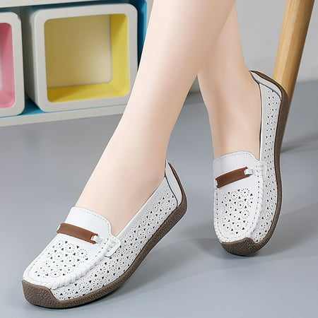 

Cathalem Casual Dress Shoes for Women Size 10 Slip On Women Comfort Walking Hollow Out Flat Loafers Casual Cute Walking Sandals White 8.5