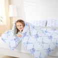 thumbnail image 3 of Manfei Light Blue Ballet Shoes Bow Print Queen Comforter Set for Girls, Cartoon Ribbon Bows Bedding Comforter Set, Grey Reversible, 3pcs, 3 of 6