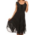 thumbnail image 5 of Sakkas Sundara Stonewashed Rayon Embroidered Mid Length Dress - Black - S/M, 5 of 5