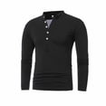 thumbnail image 3 of BiZtdJrK Men Henley Sweatshirt Slim Fit Long Sleeve Button Shirts Soft Casual Fashion Athletic T Shirts Lightweight Streetwear Tops Lightening Sales Black L, 3 of 5