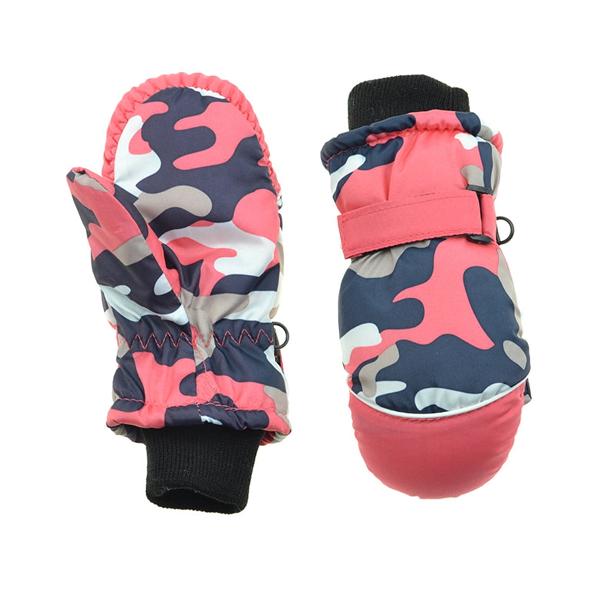 Kids Boys Girls Snowboard Glove Fashion Camouflage Print Skiing Skating