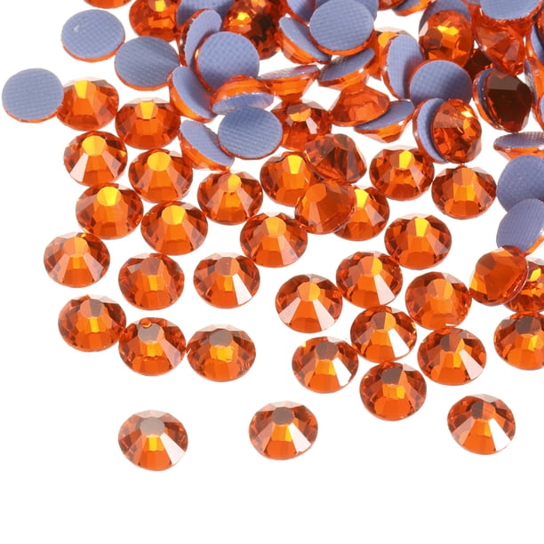 Uxcell Strass Hotfix Gemas de Cristal de Fondo Plano para Decoración de Ropa DIY Rojo Naranja 1.6mm