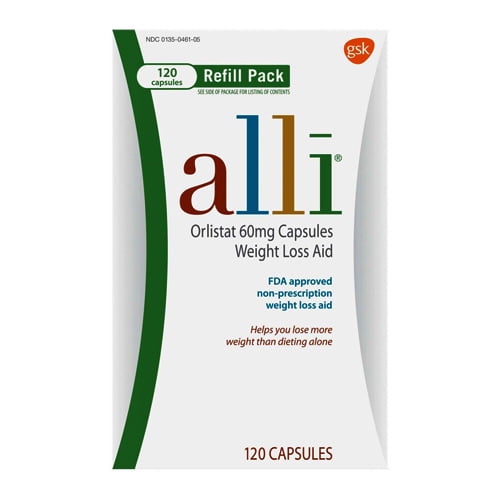 Weight Loss Aid Refill Pack 60 mg Capsules by Alli Orlistat, 120 Ea