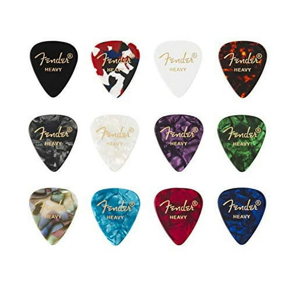 Fender 351 Celluloid Medley, (12 Pack) Heavy Picks