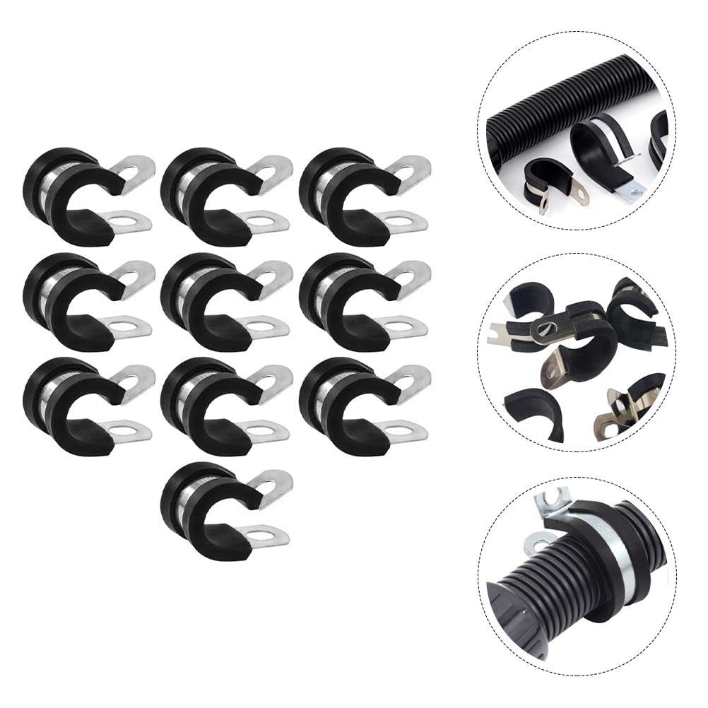ifundom 10Pcs Sturdy Stainless Steel Rubber Cushion Clamps for Pipe Management