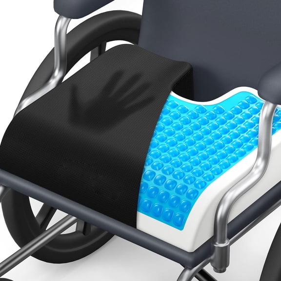 Liwantech Gel Memory Foam Coccyx Seat Cushion, Ergonomic Tailbone Sciatica Relief Pad, Non-Slip for Wheelchair Office Car, Black 18x16x3in