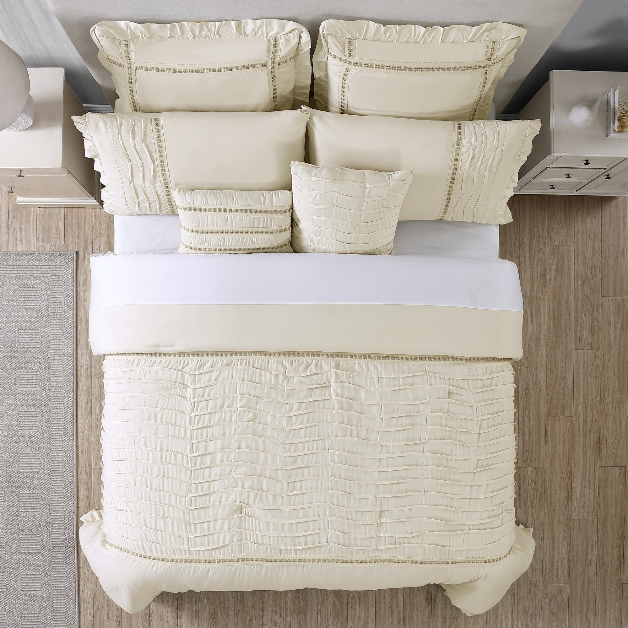 Modern Threads 8-Piece Antonella Sand Pleated Bed Comforter Set, King