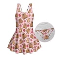 thumbnail image 6 of Uourmeti Cartoon Capybara & Strawberry Heart Skirted One-Piece Swimsuit - Cute Quick Dry Swim Dress for Girls, Perfect for Beach & Pool Vacations, 6 of 8