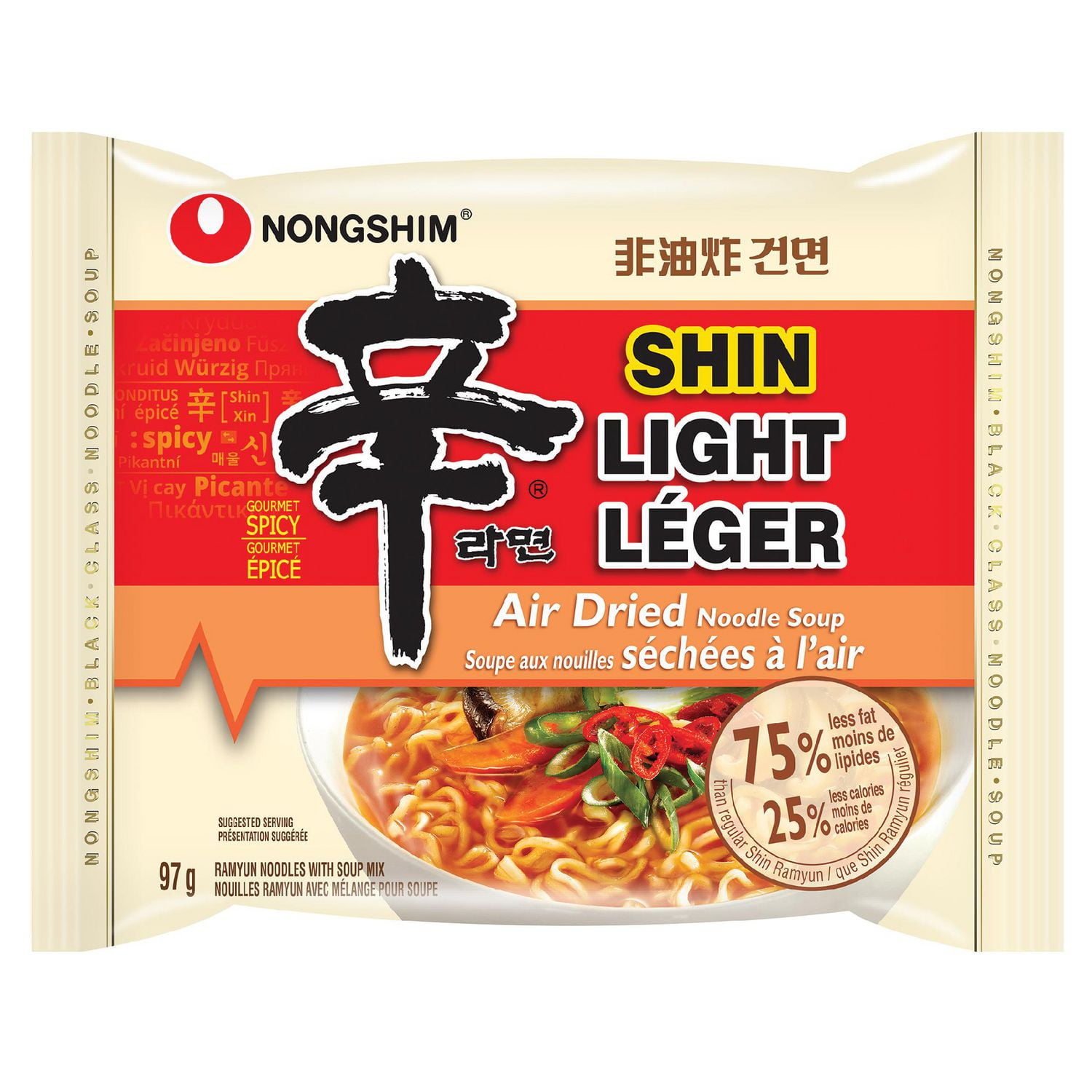 Nongshim Shin Ramyun Light 97g x 4, Nouilles séchées à l'air, Pack Familial