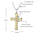 thumbnail image 4 of Stainless Steel Jewelry Double Layer Cubic Zirconia Stainless Steel Cross Pendant Necklace for Men, 4 of 6