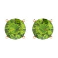 thumbnail image 3 of 14K Solid Gold Push Back Stud Earrings for Women | 3 cttw Round Cut Natural Peridot | Rose Gold, 3 of 5