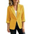thumbnail image 2 of TGSLY Women's Plus Size Linen Blazer Lightweight Thin Notched Lapel Single Breasted Button Coat Loose Casual Solid Color Long Sleeve Suit Jacket M, 2 of 8