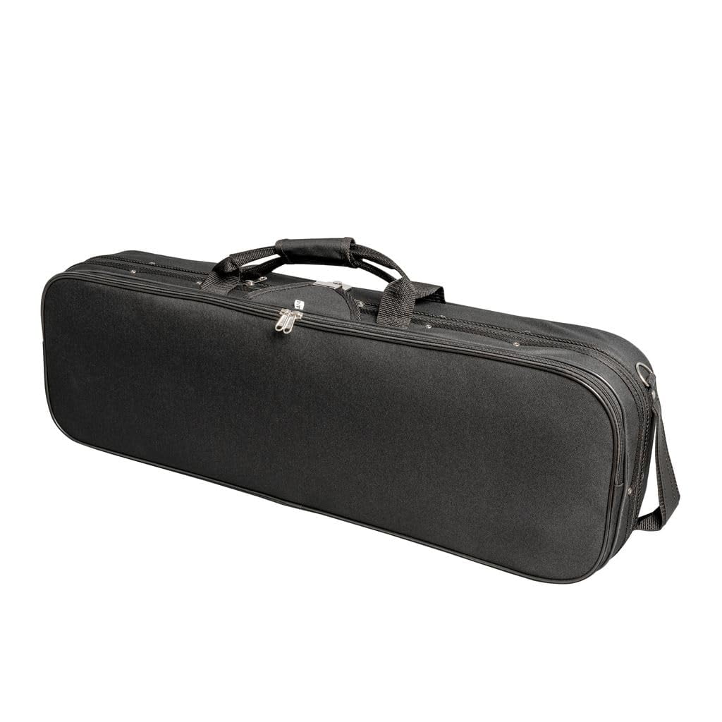 MI&VI NF-3001 Light Hard Violin Case (1/2 Size) with Adjustable Straps | Velvet Plush Cushion | High-Density Foam | Hygrometer | Sheet Pocket (Black)